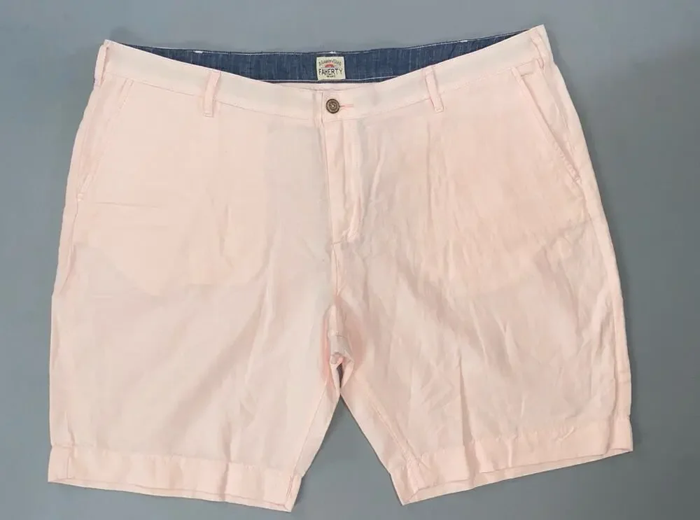 Faherty MBU2263 Men's Tradewinds Linen Blend Chino Shorts. Pink, Size 42. NWOT!
